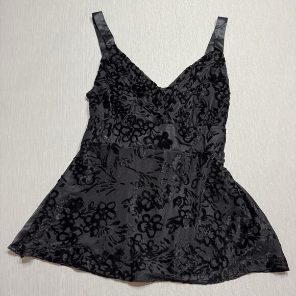 Mixit Tops - Vintaage  Babydoll Velvet Burn Out Cami by Mixit Surplice Top Size Large Black